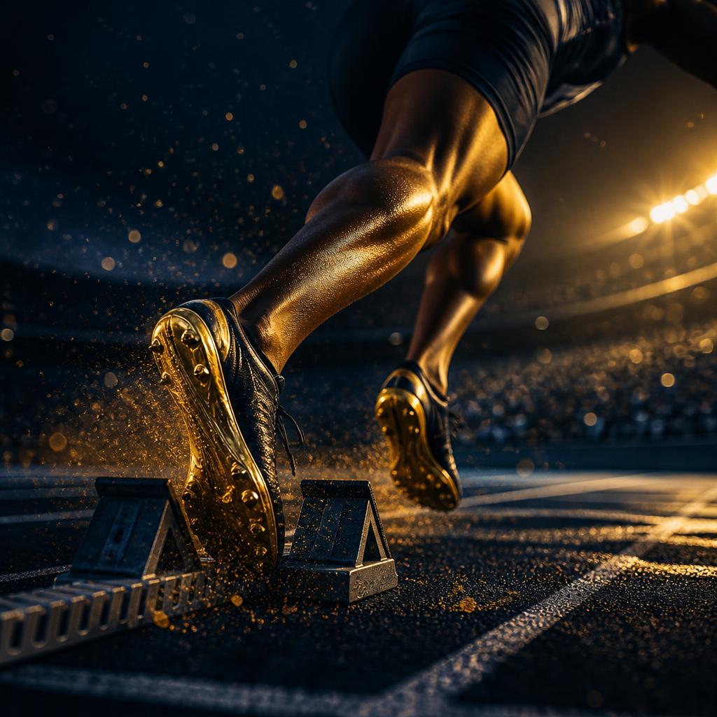 Départ de sprint sur piste d'athlétisme